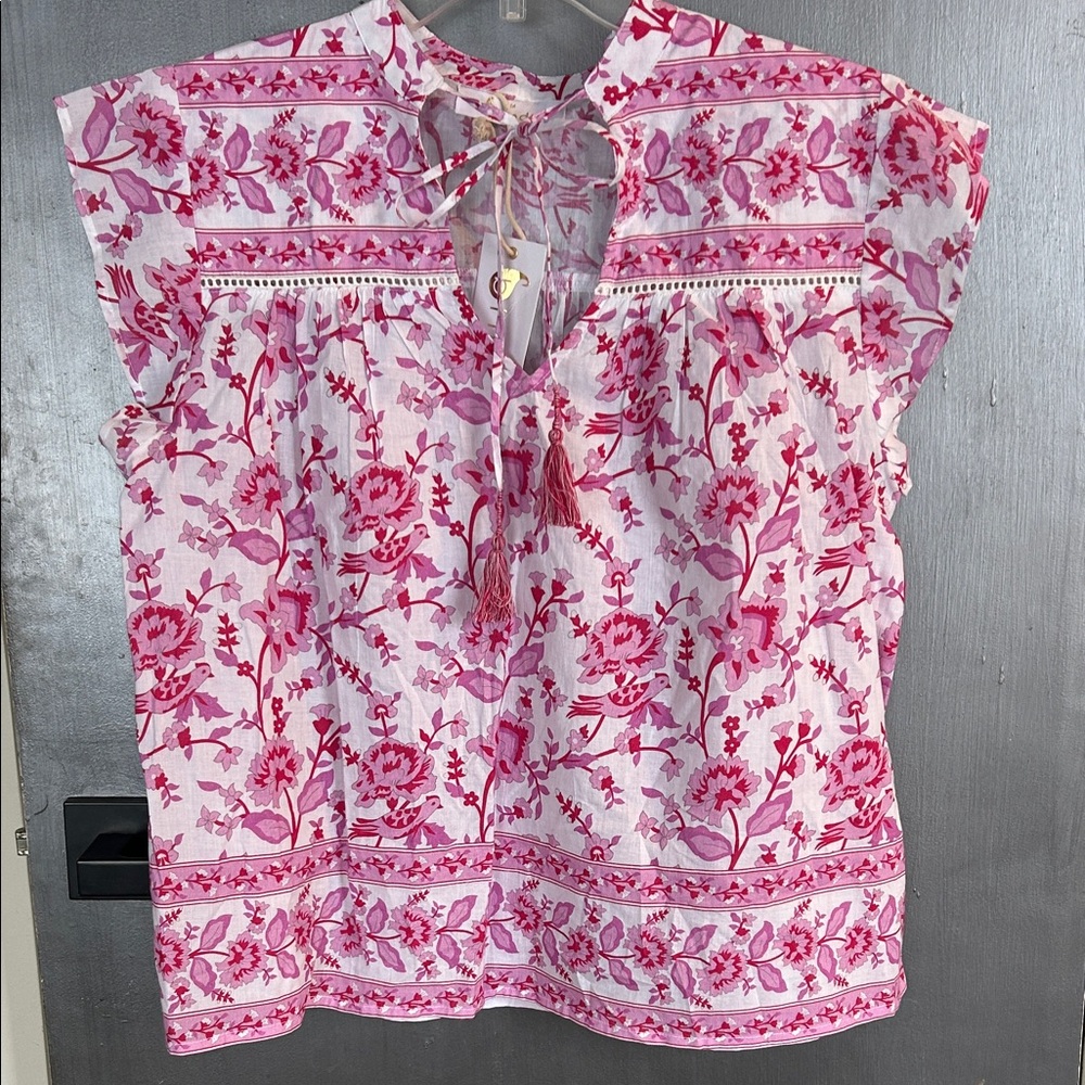 Boutique BINDU Martina Floral Pink Top - NWT!